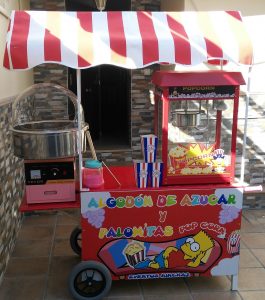 Carrito de palomitas y algodón de azúcar